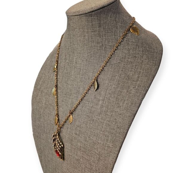 Amrita Singh Antique 18k Gold-Plated Brass Peacock Feather Pendant Necklace - Picture 7 of 11